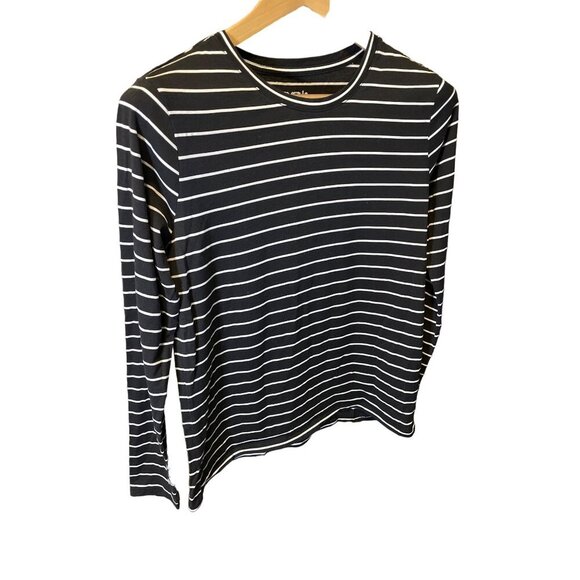 Time and Tru Black White Round Neck Long Sleeve Top Sz S - Picture 3 of 7